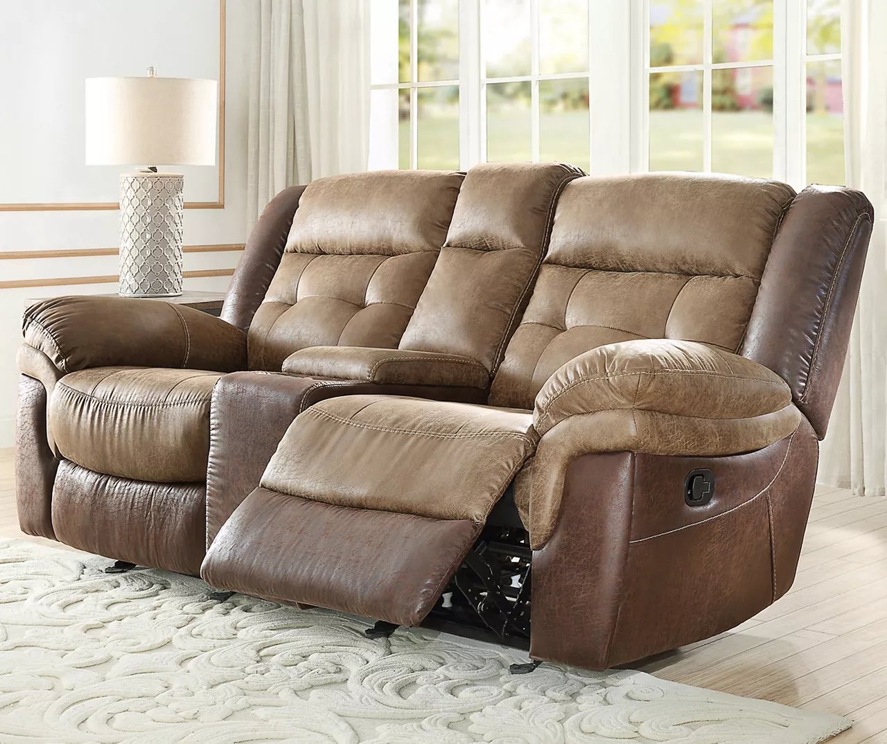 Mesa Brown Reclining Console Loveseat – Moonuo